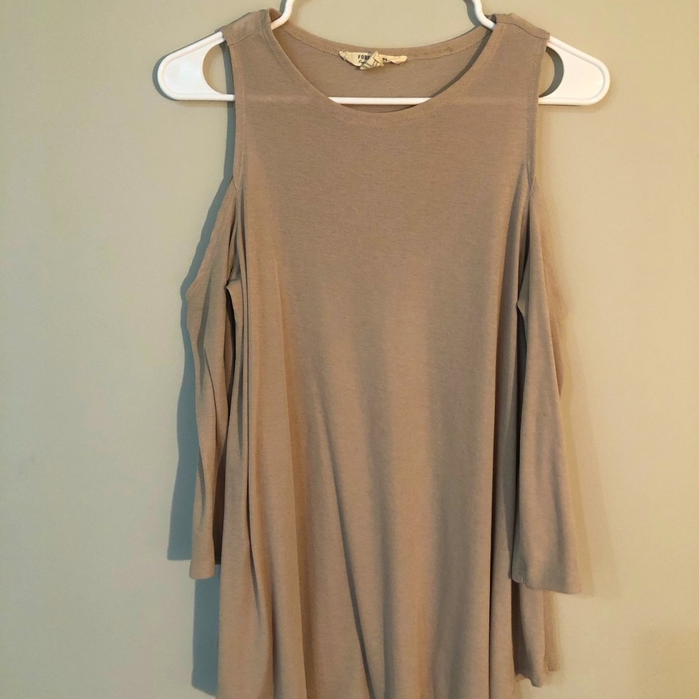 Beige Cold Shoulder Top